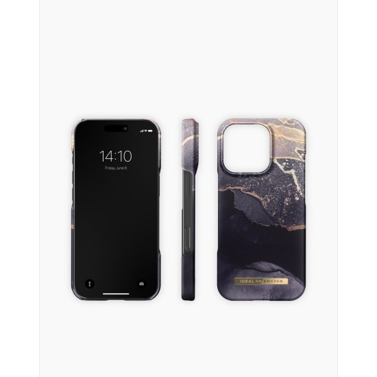 iDeal of Sweden Fashion Back Case priekš Apple iPhone 16 Pro Max - Golden Twilight Marble - plastikāta aizmugures apvalks ar iebūvētu metālisku plāksni / bampers-vāciņš