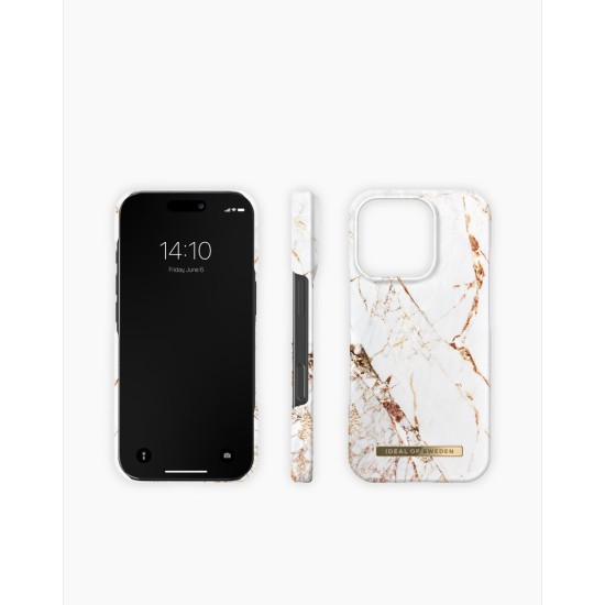 iDeal of Sweden Fashion Back Case priekš Apple iPhone 16 Pro Max - Carrara Gold - plastikāta aizmugures apvalks ar iebūvētu metālisku plāksni / bampers-vāciņš