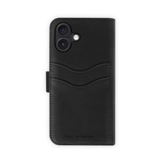 iDeal of Sweden Magnet Wallet+ Case priekš Apple iPhone 16 Plus - Black - mākslīgās ādas sāniski atverams maciņš ar bamperu uz magnēta