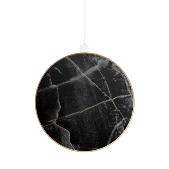 iDeal of Sweden Fashion Qi Wireless Fast Charger 10W with Micro-USB Cable - Thunder Marble - Universāls induktīvs bezvadu USB lādētājs paliktnis