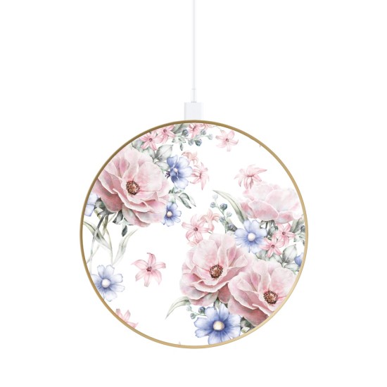 iDeal of Sweden Fashion Qi Wireless Fast Charger 10W with Micro-USB Cable - Floral Romance - Universāls induktīvs bezvadu USB lādētājs paliktnis