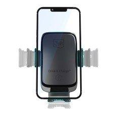 3MK Drive & Charge 15W Wireless QI Charger Car Holder Air Vent on Dashboard or Window - Melns - Universāls stiprinājums uz automašīnas paneļa, uz ventilācija režģa vai loga ar iebūvētu bezvadu lādētāju