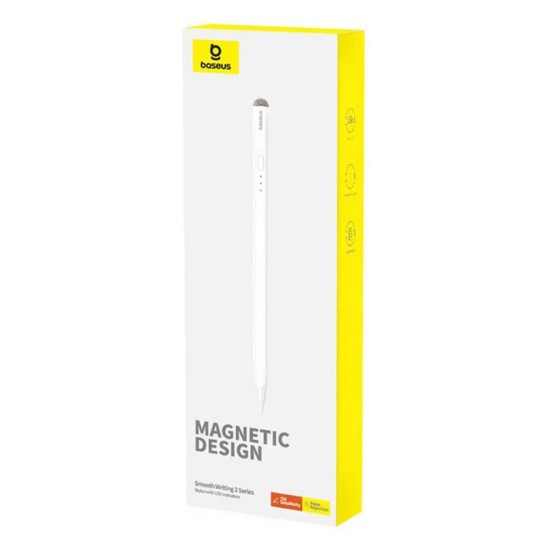 Baseus BS-PS011 Smooth Writing 2 Series Active / Passive Capacitive Pen Touch Screen Stylus - Universāls vadības kociņš - Balts - pildspalva planšetdatoriem (Apple Pencil analogs)