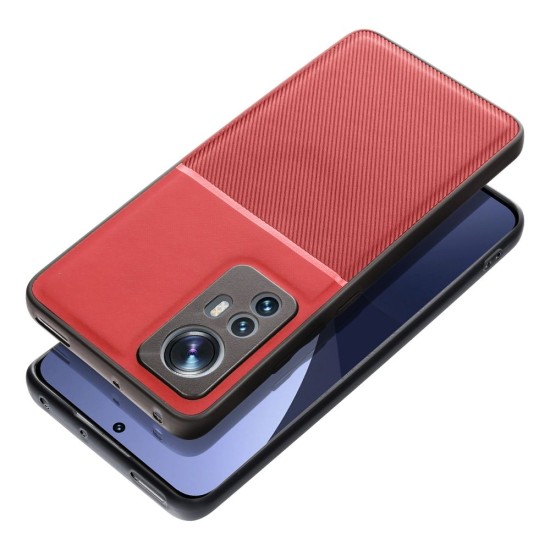 Forcell Noble Back Case priekš Xiaomi Mi 11 Lite / 11 Lite 5G NE - Sarkans - mākslīgās ādas aizmugures apvalks ar iebūvētu metālisku plāksni / bampers-vāciņš 