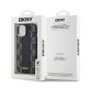 DKNY Checkered Pattern MagSafe Back Case DKHMP15SPCPVSLK priekš Apple iPhone 15 - Melns - mākslīgās ādas aizmugures apvalks ar auklu / bampers-vāciņš