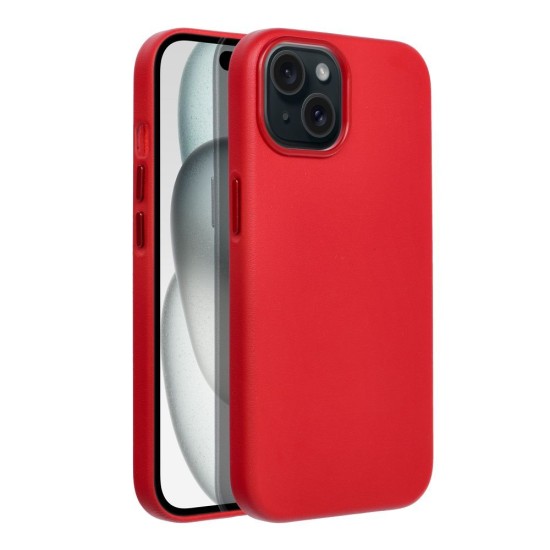 Leather MagSafe Back Case priekš Samsung Galaxy S25 Plus 5G S936 - Sarkans - mākslīgās ādas aizmugures apvalks / bampers-vāciņš
