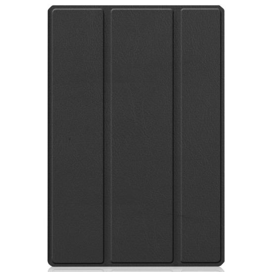 Tri-fold Stand PU Smart Auto Wake/Sleep Leather Case priekš Samsung Galaxy Tab A9 Plus X210 / X215 / X216 - Melns - sāniski atverams maciņš ar stendu