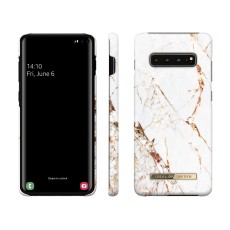 iDeal of Sweden Fashion CA16 Back Case priekš Samsung Galaxy S10 Plus G975 - Carrara Gold - plastikāta aizmugures apvalks ar iebūvētu metālisku plāksni / bampers-vāciņš