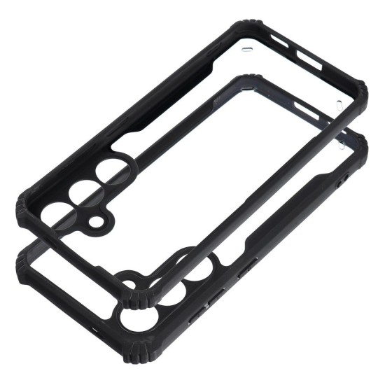 Anti-Drop Back Case priekš Samsung Galaxy M35 5G M356 - Caurspīdīgs / Melns - triecienizturīgs silikona-plastikāta aizmugures apvalks / bampers-vāciņš