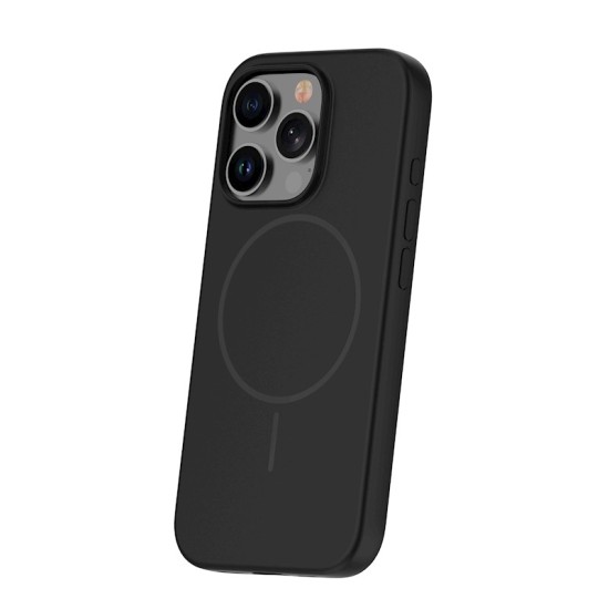 Silicone Thin Mag Case with MagSafe priekš Apple iPhone 15 Pro Max - Melns - silikona aizmugures apvalks / bampers-vāciņš