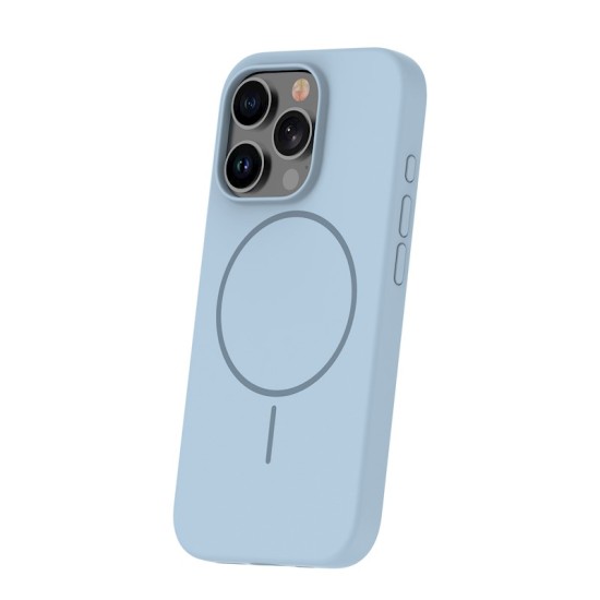 Silicone Thin Mag Case with MagSafe priekš Apple iPhone 15 Pro Max - Gaiši Zils - silikona aizmugures apvalks / bampers-vāciņš