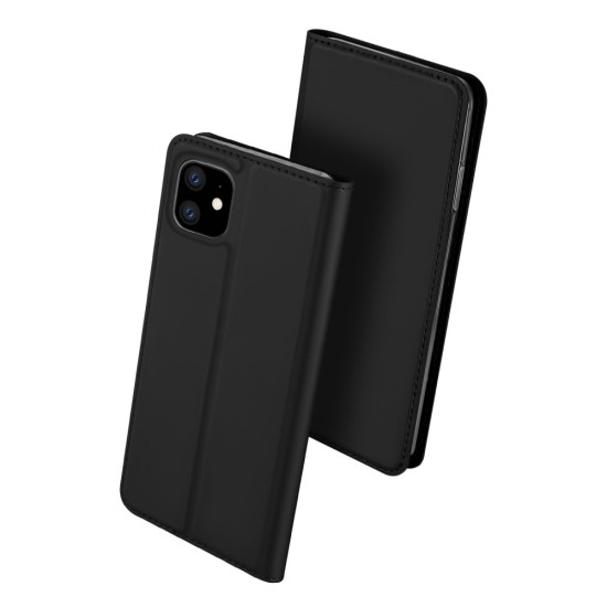 Dux Ducis Skin Pro series priekš Apple iPhone 16e - Melns - sāniski atverams maciņš ar magnētu un stendu (ādas maks, grāmatiņa, leather book wallet case cover stand)