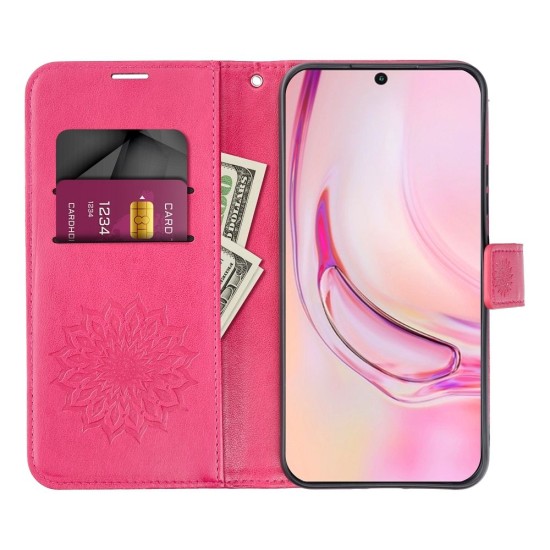 Forcell Mezzo Book Case priekš Samsung Galaxy S24 FE 5G S721 - Sārts / Mandala - sāniski atverams maciņš ar stendu un auklu / grāmatveida maks