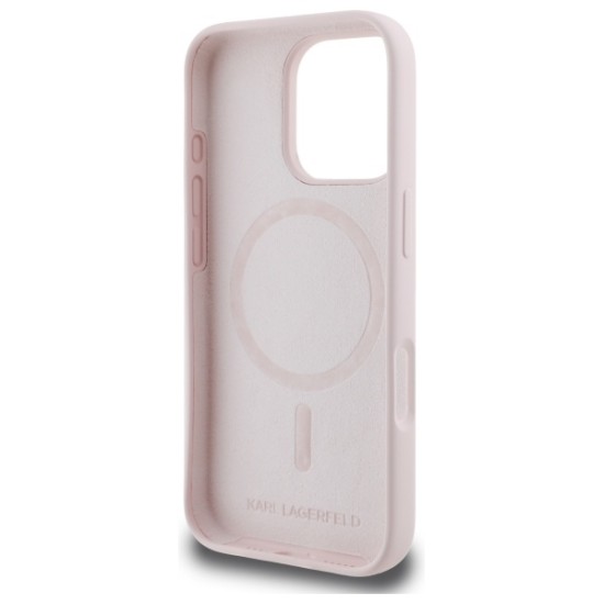 Karl Lagerfeld Silicone Karl & Choupette Head MagSafe series Back Case KLHMP16XSKCHPPLP priekš Apple iPhone 16 Pro Max - Rozā - silikona aizmugures apvalks / bampers-vāciņš
