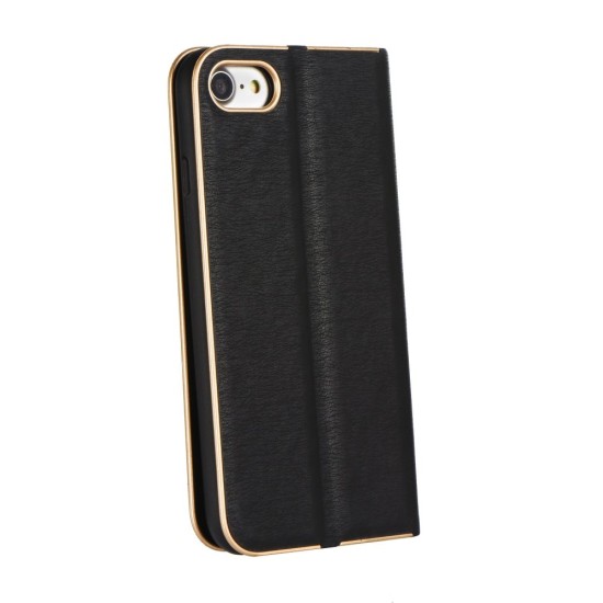 Luna Book Gold Case priekš Samsung Galaxy A05s A057G - Melns - sāniski atverams maciņš ar magnētu un stendu