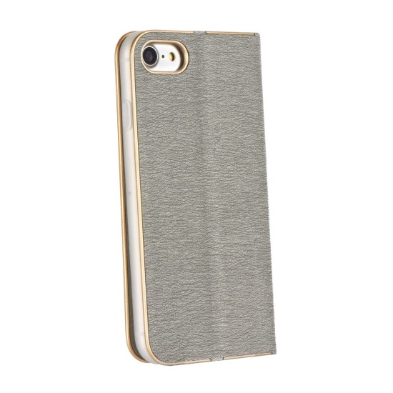 Luna Book Gold Case priekš Samsung Galaxy A05s A057G - Sudrabains - sāniski atverams maciņš ar magnētu un stendu