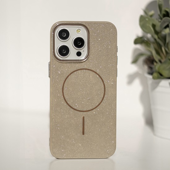 Glitter Thin Magsafe Back Case priekš Apple iPhone 16 Pro Max - Brūns - silikona aizmugures apvalks / bampers-vāciņš