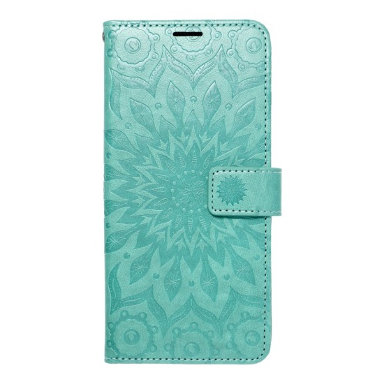 Forcell Mezzo Book Case priekš Samsung Galaxy A16 4G A165 / A16 5G A166 - Tirkīzs / Mandala - sāniski atverams maciņš ar stendu un auklu / grāmatveida maks