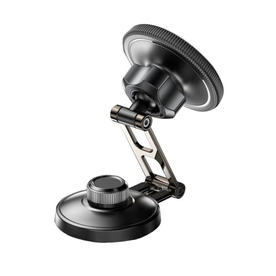 Forcell F-Grip IronSecure Magnetic Phone Holder with MagSafe for Dashboard / Windshield - Melns - Universāls stiprinājums uz automašīnas paneļa vai loga