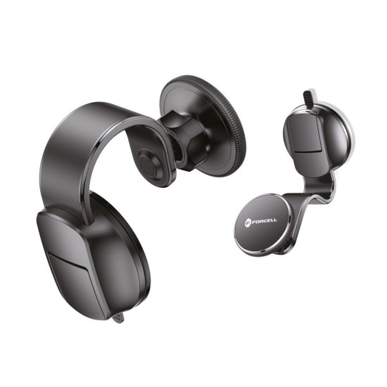 Forcell F-Grip MagFlex Magnetic Phone Holder with MagSafe for Dashboard / Windshield - Melns - Universāls stiprinājums uz automašīnas paneļa vai loga