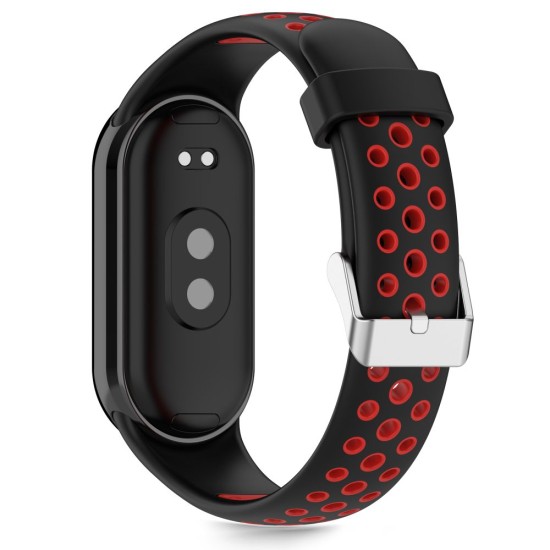 Tech-Protect Iconband Air priekš Xiaomi Mi Smart Band 8 / 9 / 10 - Melns / Sarkans - silikona siksniņa viedpulksteņiem