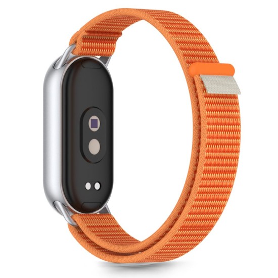 Tech-Protect Nylon Stripe priekš Xiaomi Mi Smart Band 8 / 9 / 10 - Oranžs / Pelēks - neilona siksniņa viedpulksteņiem