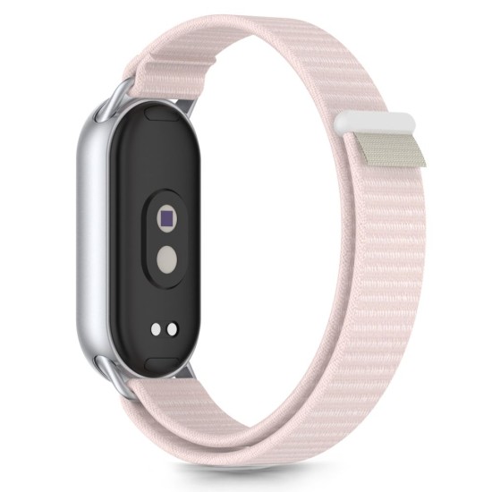 Tech-Protect Nylon Stripe priekš Xiaomi Mi Smart Band 8 / 9 / 10 - Rozā / Pelēks - neilona siksniņa viedpulksteņiem