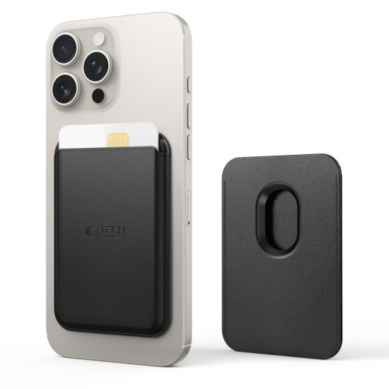 Tech-Protect MagWallet Universal MagSafe Card Holder - Brūns - mākslīgās ādas kredītkaršu turētājs ar magnētu