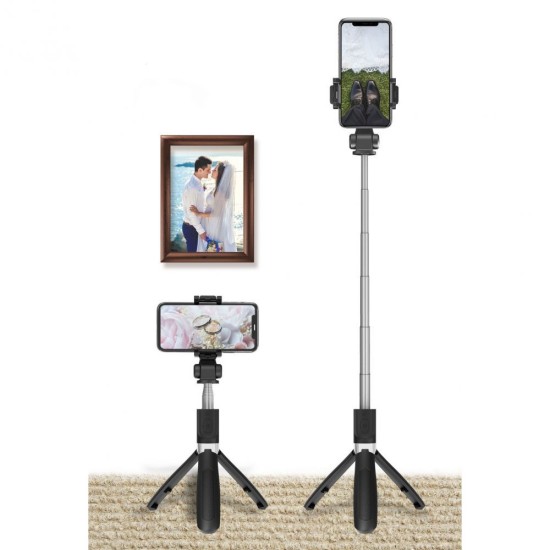 Tech-Protect L01S Bluetooth remote control Selfie Stick with Tripod - Melns - Selfie monopod Teleskopisks Universāla stiprinājuma statīvs