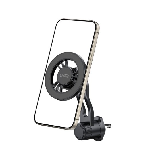Tech-Protect N56 Magnetic MagSafe Rotable Air Vent Car Holder with Magnetic Sheet (2.pcs) - Melns - Universāls stiprinājums turētājs auto ventilācijas režģa