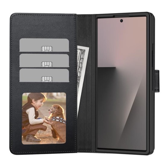 Tech-Protect Wallet Book Case priekš Samsung Galaxy Fold7 5G - Melns - sāniski atverama grāmatiņa / grāmatveida maks