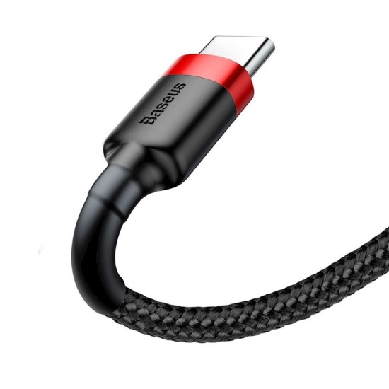 Baseus 1M Cafule 3A USB to Type-C cable - Melns / Sarkans - USB-C lādēšanas un datu kabelis / vads