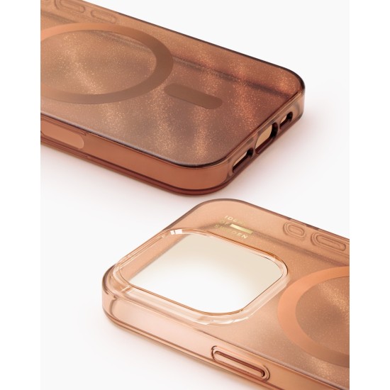iDeal of Sweden Glitter Glow Back Case with MagSafe priekš Apple iPhone 16 Pro Max - Mocha Mousse - silikona-plastikāta aizmugures apvalks / bampers-vāciņš