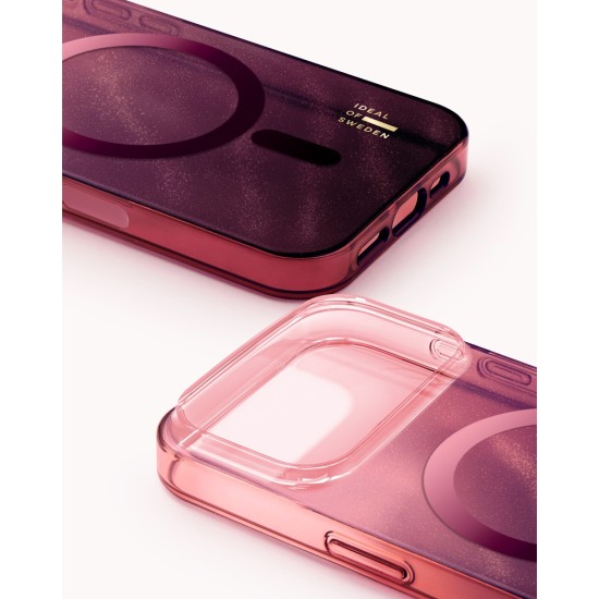 iDeal of Sweden Glitter Glow Back Case with MagSafe priekš Apple iPhone 17 Pro - Cherry Lacquer - silikona-plastikāta aizmugures apvalks / bampers-vāciņš