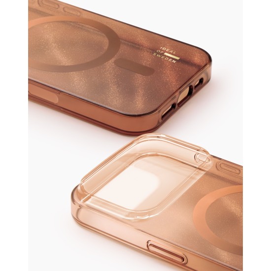 iDeal of Sweden Glitter Glow Back Case with MagSafe priekš Apple iPhone 17 Pro - Mocha Mousse - silikona-plastikāta aizmugures apvalks / bampers-vāciņš