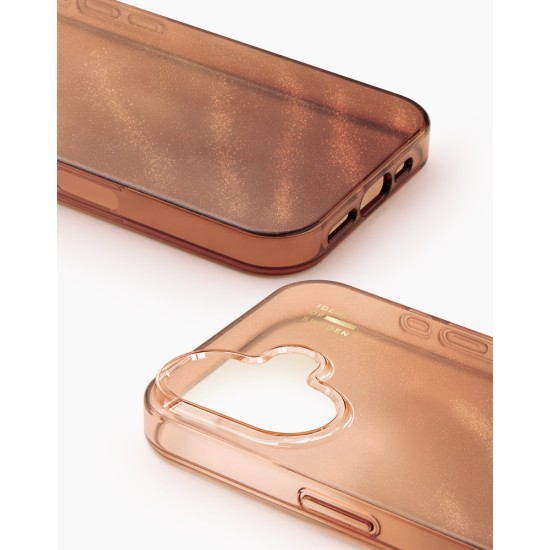 iDeal of Sweden Glitter Glow Back Case priekš Apple iPhone 17 - Mocha Mousse - silikona-plastikāta aizmugures apvalks / bampers-vāciņš