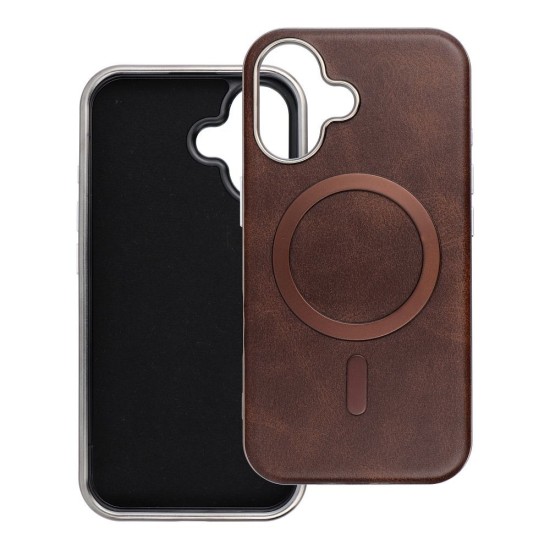 Gentleman MagSafe Back Case priekš Apple iPhone 16 Pro - Brūns - mākslīgās ādas aizmugures apvalks / bampers-vāciņš