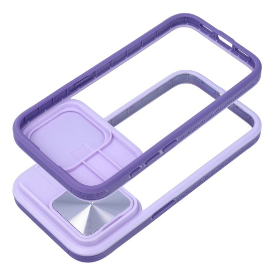 Slider Back Case priekš Apple iPhone 15 - Violets - silikona aizmugures apvalks / bampers ar kameras aizsargmehānismu