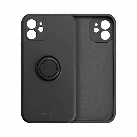 RoarKorea Amber Ring Back Case priekš Samsung Galaxy A52 A525 / A52 5G A526 / A52s 5G A528 - Melns - silikona aizmugures apvalks ar gredzenu / bampers-vāciņš
