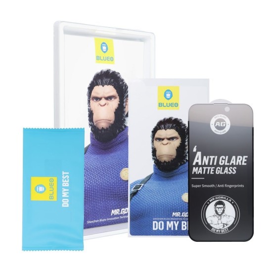 Mr. Monkey 5D Strong Matte Full Glue Tempered Glass protector priekš Apple iPhone 17 - Melns - Ekrāna Aizsargstikls / Bruņota Stikla Aizsargplēve (Full screen size curved)
