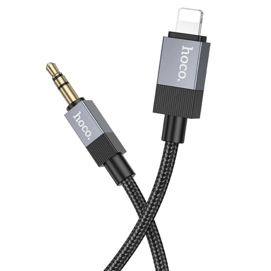 Hoco UPA32A 3.5mm Male to Lightning Stereo Aux Audio cable (length: 1M) - Melns - audio vads kabelis