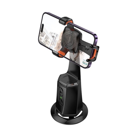 Hoco 360 degree Phone Holder with Gimbal Auto Face Tracking (4.5 - 7.0 inch) - Melns - viedtālruņu statīvs / stabilizators