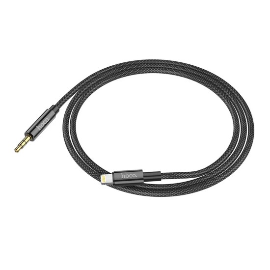 Hoco UPA19 Lightning to 3.5mm Male Stereo Aux Audio cable (length: 1M) - Melns - audio vads kabelis
