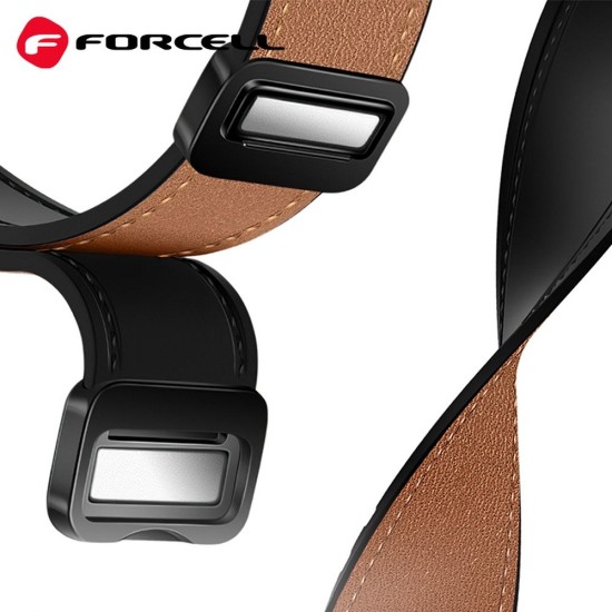 22mm Forcell F-design Magnetic Eco Leather Watchband Strap - Brūns - mākslīgās ādas siksniņas (jostas) priekš pulksteņiem