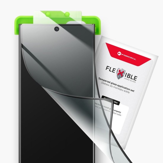 Forcell 5D Flexible Nano (Fingerprint Friendly) Tempered Glass (Hot Bending) priekš Samsung Galaxy S25 Ultra 5G S938 - Melns - Ekrāna Aizsargstikls / Bruņota Stikla Aizsargplēve