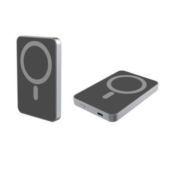 Qualo 5000mAh MagSafe Power Bank 20W with USB Type-C - Sudrabains - Ārējas uzlādes batereja lādētājs-akumulators ar MagSafe