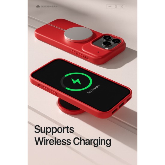 Mercury Pure Silicone Case (Microfiber Soft Touch) with MagSafe priekš Apple iPhone 17 Pro Max - Sarkans - matēts silikona aizmugures apvalks (bampers vāciņš)