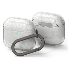 Ringke Glitter Case priekš Apple Airpods Pro 3 - Caurspīdīgs - silikona apvalks bezvadu austiņu lādēšanas ierīcei ar karabīni