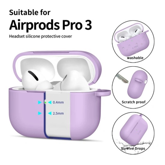 Tech-Protect Silicone Hook Case priekš Apple Airpods Pro 3 - Violets - silikona apvalks bezvadu austiņu lādēšanas ierīcei ar karabīni