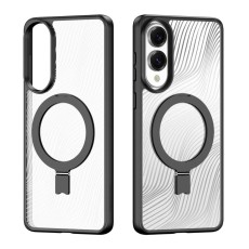 Dux Ducis Aimo Mag Back Case with MagSafe priekš Samsung Galaxy S25 Edge S937 - Melns - triecienizturīgs silikona-plastikāta aizmugures apvalks ar statīvu-turētāju / bampers-vāciņš